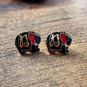 Vintage enamel elephant earrings
